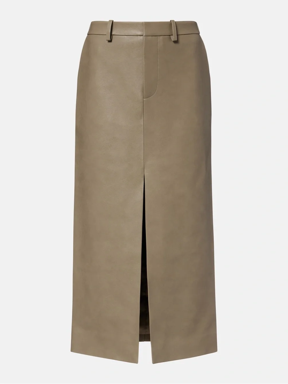 NWT The Frankie Shop Maybelle Faux Leather Maxi Skirt with Front Slit in Olive - Picture 9 of 16